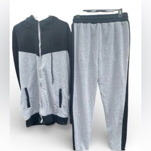 Black and Gray 2 pc Zip-Up Hoodie men’s large NWOT